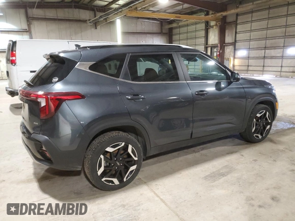 2024 Kia Seltos SX with VIN KNDETCA73R7622283, listed as a Copart auction lot 50355475 with 19,837 mi miles and Salvage title. Bid and sale history available at DreamBid. Image 3.