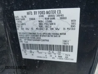 2008 Ford F-150 XL with VIN 1FTRW12W98FC20792, listed as a IAAI auction lot 41799851 with 231,098 mi miles. Bid and sale history available at carsss.com. Image 9.
