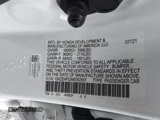 2022 Honda Insight EX with VIN 19XZE4F52NE002561, listed as a IAAI auction lot 41423254 with 67,506 mi miles and . Bid and sale history available at DreamBid. Image 9.