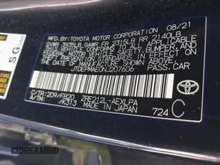 2022 Toyota Corolla LE with VIN JTDEPMAE0NJ207606, listed as a IAAI auction lot 41958548 with 92,073 mi miles. Bid and sale history available at carsss.com. Image 9.
