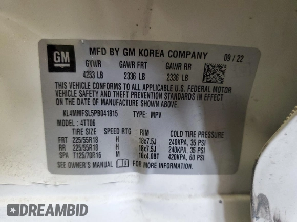 2023 Buick Encore GX Essence с VIN KL4MMFSL5PB041815, выставлен на аукционе Copart как лот 55296345 с пробегом 55 220 миль миль и Чистый • Clean title. История ставок и продаж доступна на DreamBid. Изображение 13.