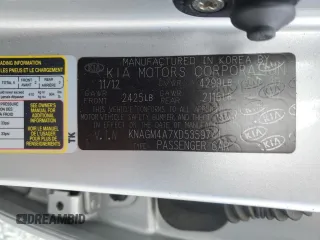 2013 Kia Optima LX with VIN KNAGM4A7XD5359741, listed as a Copart auction lot 48238665 with 181,279 mi miles and Non Repairable. Bid and sale history available at carsss.com. Image 12.