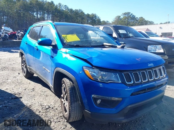 2019 Jeep Compass Latitude with VIN 3C4NJCBB6KT802481, listed as a IAAI auction lot 41315161 with 72,755 mi miles and . Bid and sale history available at carsss.com. Image 1.