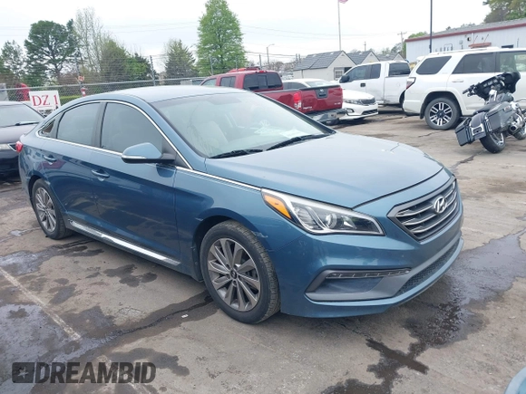 2017 Hyundai Sonata Sport with VIN 5NPE34AF2HH562729, listed as a IAAI auction lot 41941388 with 123,770 mi miles. Bid and sale history available at carsss.com. Image 1.
