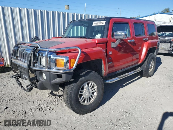2007 Hummer H3 SUV with VIN 5GTDN13E478180801, listed as a Copart auction lot 74227314 with 0 mi miles and Clean Title. Bid and sale history available at carsss.com. Image 1.