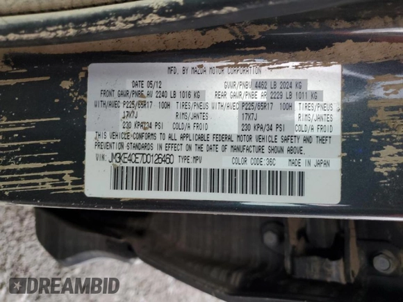2013 Mazda CX-5 Touring with VIN JM3KE4CE7D0126460, listed as a Copart auction lot 46730785 with 0 mi miles and Salvage Title. Bid and sale history available at carsss.com. Image 14.