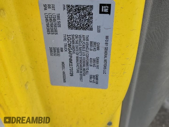 2021 Chevrolet Express Cargo с VIN 1GCWGAFP4M1173729, выставлен на аукционе Copart как лот 55138625 с пробегом 180 201 миль миль и Чистый • Clean title. История ставок и продаж доступна на DreamBid. Изображение 12.