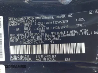 2015 Toyota Sienna SE with VIN 5TDXK3DC4FS581586, listed as a IAAI auction lot 41893274 with 263,577 mi miles. Bid and sale history available at carsss.com. Image 9.