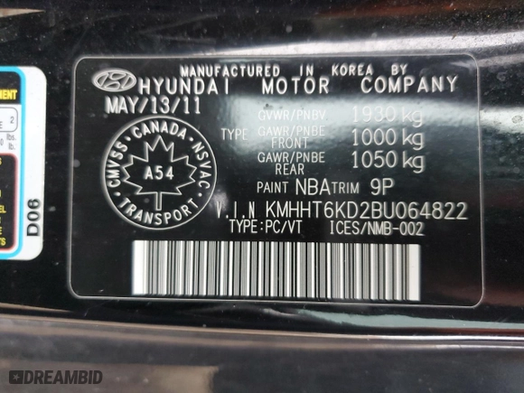 2011 Hyundai Genesis Coupe with VIN KMHHT6KD2BU064822, listed as a Copart auction lot 47438355 with 179,652 mi miles and Salvage Title. Bid and sale history available at carsss.com. Image 13.