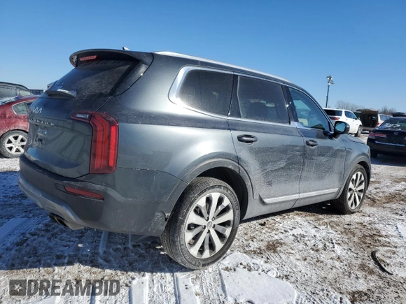 2022 Kia Telluride EX with VIN 5XYP3DHC2NG299505, listed as a Copart auction lot 89411695 with 26,919 mi miles and Salvage Title. Bid and sale history available at DreamBid. Image 3.