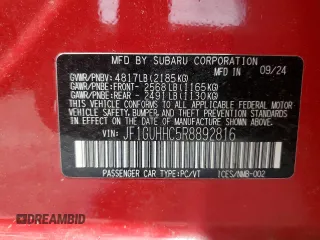 2024 Subaru Impreza RS с VIN JF1GUHHC5R8892816, выставлен на аукционе Copart как лот 60738735 с пробегом 4 926 миль миль и Списание • Salvage title. История ставок и продаж доступна на DreamBid. Изображение 12.