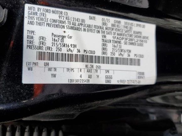 2015 Ford Focus SE with VIN 1FADP3F28FL215615, listed as a Copart auction lot 48578665 with 115,184 mi miles and Salvage Title. Bid and sale history available at carsss.com. Image 12.