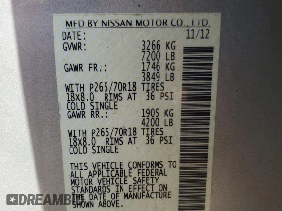 2013 Nissan Titan SV with VIN 1N6BA0EC3DN305832, listed as a Copart auction lot 72400294 with 300,083 mi miles and Salvage title. Bid and sale history available at DreamBid. Image 14.