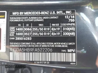 2015 Mercedes-Benz M 350 with VIN 4JGDA5HB9FA522206, listed as a IAAI auction lot 42634089 with 120,000 mi miles and . Bid and sale history available at DreamBid. Image 9.