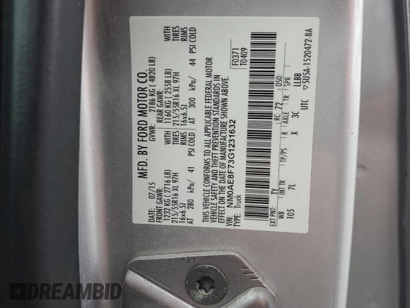 2016 Ford Transit Connect XLT с VIN NM0AE8F73G1231632, выставлен на аукционе Copart как лот 87741915 с пробегом 95 270 миль миль и Списание • Salvage title. История ставок и продаж доступна на DreamBid. Изображение 13.