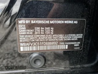 2015 BMW 5 Series 535d xDrive with VIN WBAFV3C51FD686892, listed as a Copart auction lot 81410224 with 109,264 mi miles and Salvage title. Bid and sale history available at DreamBid. Image 12.