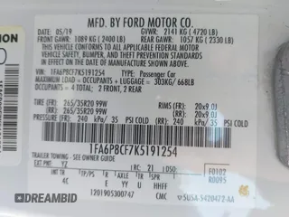 2019 Ford Mustang GT with VIN 1FA6P8CF7K5191254, listed as a IAAI auction lot 41883535 with 46,504 mi miles. Bid and sale history available at carsss.com. Image 9.