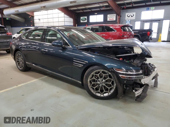 2021 Genesis G80 2.5T with VIN KMTGB4SC7MU045573, listed as a Copart auction lot 89157355 with 33,535 mi miles and Salvage Title. Bid and sale history available at DreamBid. Image 4.