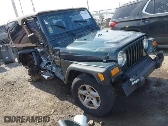 2002 Jeep Wrangler Sport with VIN 1J4FA49S62P743771, listed as a IAAI auction lot 41791205 with 186,622 mi miles. Bid and sale history available at carsss.com. Image 1.