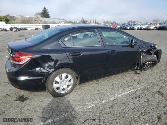 2013 Honda Civic Sdn LX with VIN 2HGFB2F50DH561904, listed as a Copart auction lot 42264285 with 165,218 mi miles and Salvage Title. Bid and sale history available at carsss.com. Image 3.