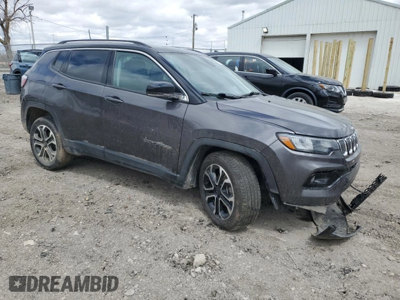2022 Jeep Compass Limited with VIN 3C4NJDCB0NT105364, listed as a Copart auction lot 51737105 with 69,208 mi miles and Salvage title. Bid and sale history available at DreamBid. Image 4.