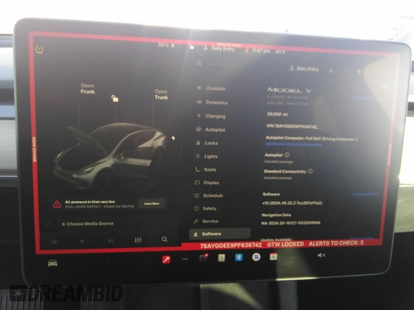 2023 Tesla Model Y Long Range with VIN 7SAYGDEE9PF638742, listed as a Copart auction lot 48188455 with 30,550 mi miles and Salvage Title. Bid and sale history available at DreamBid. Image 9.
