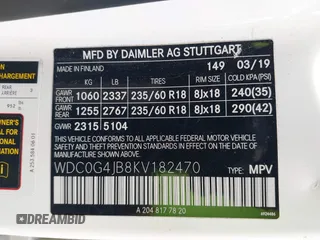 2019 Mercedes-Benz GLC 300 z VIN WDC0G4JB8KV182470, wystawiony jako IAAI lot #42429983 z przebiegiem 84 285 mil mil oraz . Historia ofert i sprzedaży dostępna na DreamBid. Obrazek 9.