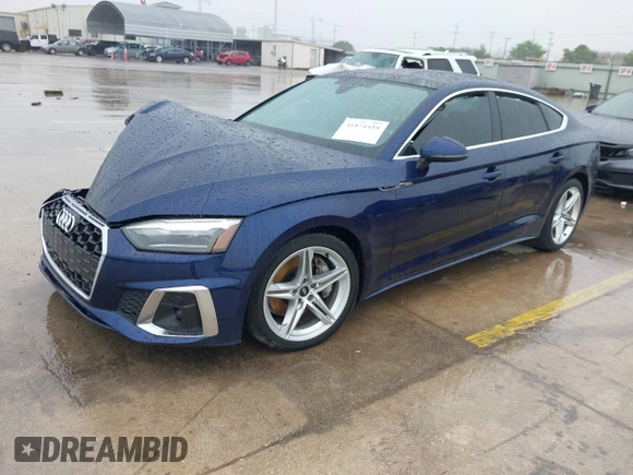 2022 Audi A5 Sportback S line Premium with VIN WAUDACF52NA023698, listed as a IAAI auction lot 41874459 with 45,967 mi miles. Bid and sale history available at carsss.com. Image 2.