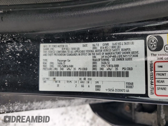 2014 Ford Fiesta SE with VIN 3FADP4BJ2EM117308, listed as a Copart auction lot 44854505 with Not Provided miles and Salvage Title. Bid and sale history available at DreamBid. Image 15.