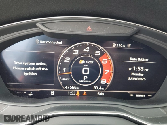 2018 Audi SQ5 Prestige with VIN WA1C4AFY6J2098746, listed as a Copart auction lot 56747805 with 47,566 mi miles and Salvage title. Bid and sale history available at DreamBid. Image 9.