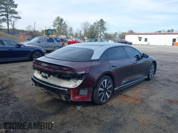 2022 Lucid Air Grand Touring with VIN 50EA1GBA8NA004892, listed as a IAAI auction lot 41553074 with 36,111 mi miles. Bid and sale history available at carsss.com. Image 4.