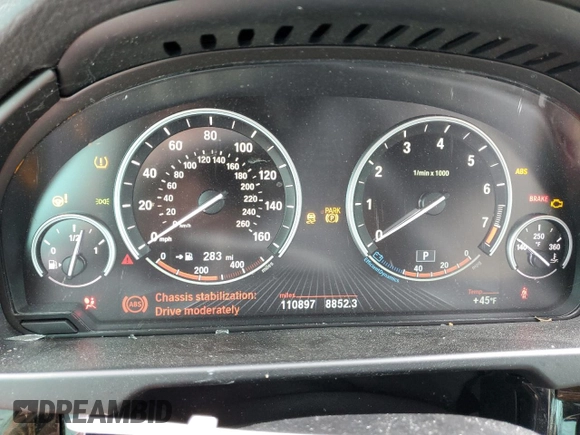 2017 BMW X5 xDrive35i with VIN 5UXKR0C38H0V83335, listed as a Copart auction lot 50345745 with 110,897 mi miles and Salvage Title. Bid and sale history available at carsss.com. Image 9.