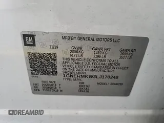 2020 Chevrolet Traverse with VIN 1GNERMKW3LJ170248, listed as a IAAI auction lot 42791397 with 91,539 mi miles and . Bid and sale history available at DreamBid. Image 1.