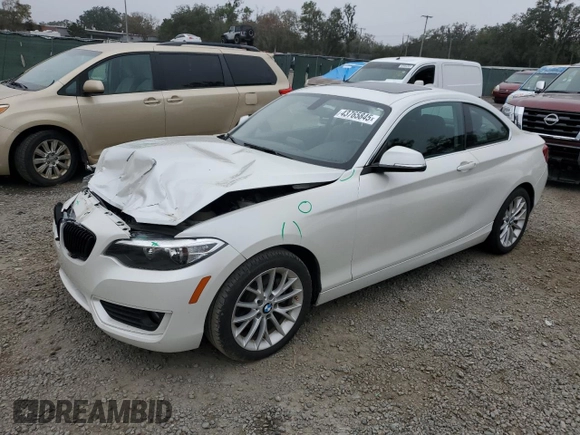 2015 BMW 2 Series 228i with VIN WBA1F5C55FV257705, listed as a Copart auction lot 43765845 with 79,905 mi miles and Salvage Title. Bid and sale history available at carsss.com. Image 1.