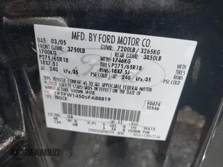 2005 Ford F-150 XLT with VIN 1FTPW14505FA88819, listed as a IAAI auction lot 41853524 with 227,414 mi miles. Bid and sale history available at carsss.com. Image 9.
