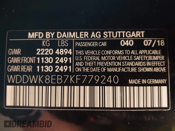 2019 Mercedes-Benz C 300 с VIN WDDWK8EB7KF779240, выставлен на аукционе IAAI как лот 42093433 с пробегом 74 967 миль миль и . История ставок и продаж доступна на DreamBid. Изображение 9.
