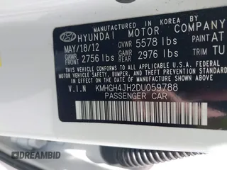 2013 Hyundai Equus Signature with VIN KMHGH4JH2DU059788, listed as a IAAI auction lot 42136278 with 68,672 mi miles and . Bid and sale history available at DreamBid. Image 9.