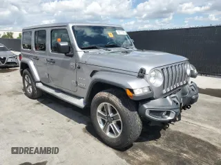 2018 Jeep Wrangler Unlimited Sahara z VIN 1C4HJXEG7JW115319, wystawiony jako Copart lot #56717765 z przebiegiem 53 633 mil mil oraz Szkoda całkowita • Salvage title. Historia ofert i sprzedaży dostępna na DreamBid. Obrazek 4.