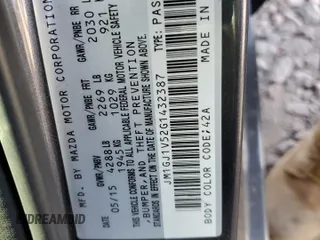 2016 Mazda 6 i Touring with VIN JM1GJ1V52G1432387, listed as a Copart auction lot 54495235 with 86,700 mi miles and Salvage Title. Bid and sale history available at carsss.com. Image 12.