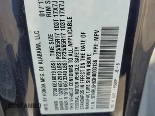 2017 Honda Odyssey EX-L with VIN 5FNRL5H63HB003136, listed as a Copart auction lot 54723185 with 183,321 mi miles and Salvage Title. Bid and sale history available at DreamBid. Image 13.
