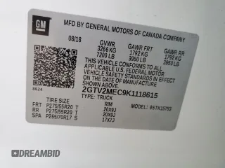 2019 GMC Sierra 1500 Limited SLE with VIN 2GTV2MEC9K1118615, listed as a Copart auction lot 80111674 with 71,354 mi miles and Clean Title. Bid and sale history available at carsss.com. Image 13.
