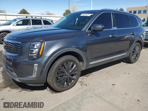 2021 Kia Telluride SX with VIN 5XYP5DHC7MG165582, listed as a Copart auction lot 50205325 with 47,999 mi miles and Salvage Title. Bid and sale history available at carsss.com. Image 1.