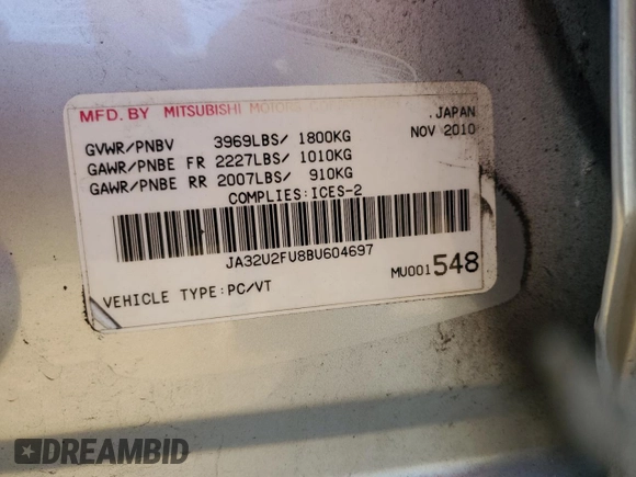 2011 Mitsubishi Lancer ES with VIN JA32U2FU8BU604697, listed as a Copart auction lot 77551144 with 313,158 mi miles and Salvage Title. Bid and sale history available at DreamBid. Image 12.