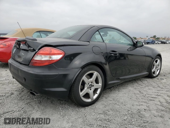 2005 Mercedes-Benz SLK 230/320 with VIN WDBWK56F85F041220, listed as a Copart auction lot 76470624 with 111,081 mi miles and Salvage Title. Bid and sale history available at DreamBid. Image 3.