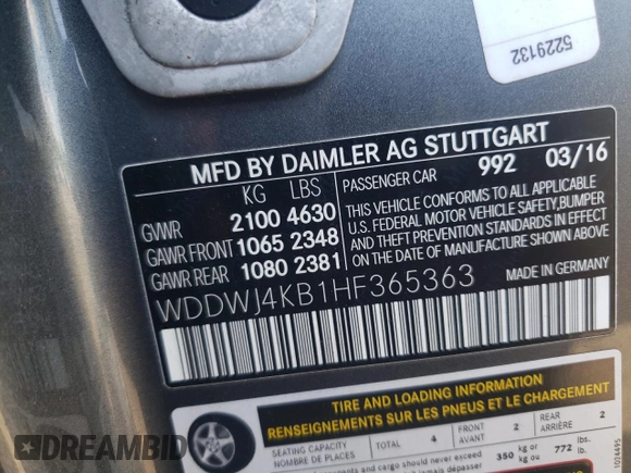 2017 Mercedes-Benz C 300 with VIN WDDWJ4KB1HF365363, listed as a Copart auction lot 61899515 with 54,801 mi miles and Salvage title. Bid and sale history available at DreamBid. Image 12.