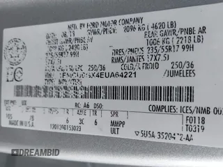 2014 Ford Escape SE с VIN 1FMCU0GX4EUA64221, выставлен на аукционе IAAI как лот 41425001 с пробегом Не указан миль и . История ставок и продаж доступна на DreamBid. Изображение 9.