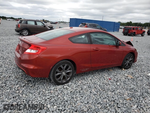 2012 Honda Civic Cpe Si with VIN 2HGFG4A54CH702346, listed as a Copart auction lot 52257745 with 142,564 mi miles and Salvage Title. Bid and sale history available at carsss.com. Image 3.