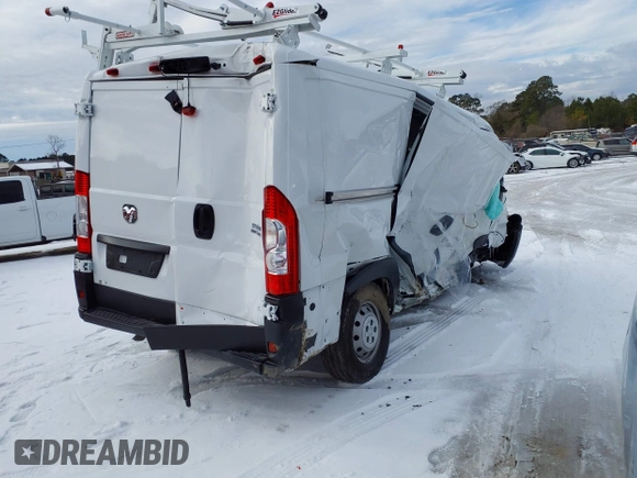2023 Ram ProMaster Cargo with VIN 3C6LRVNG1PE548538, listed as a IAAI auction lot 41082571 with 21,357 mi miles and . Bid and sale history available at DreamBid. Image 4.