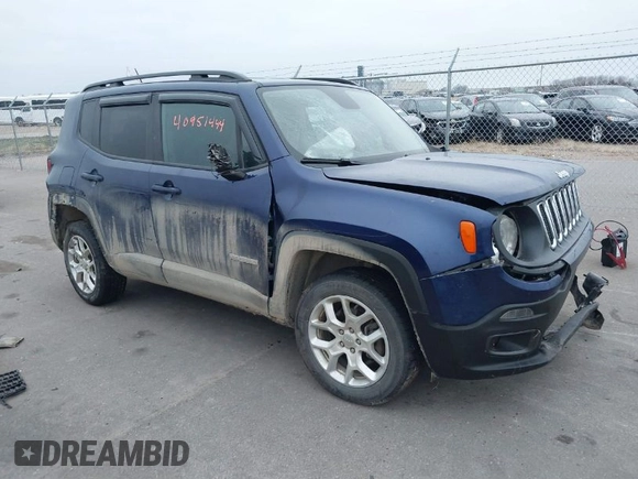 2017 Jeep Renegade Latitude with VIN ZACCJBBB5HPG53014, listed as a IAAI auction lot 40951444 with 74,456 mi miles. Bid and sale history available at carsss.com. Image 1.