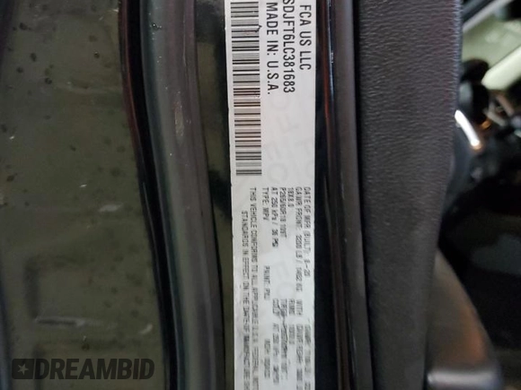 2020 Dodge Durango Pursuit with VIN 1C4SDJFT6LC381683, listed as a Copart auction lot 46294014 with 39,506 mi miles and Clean title. Bid and sale history available at DreamBid. Image 12.